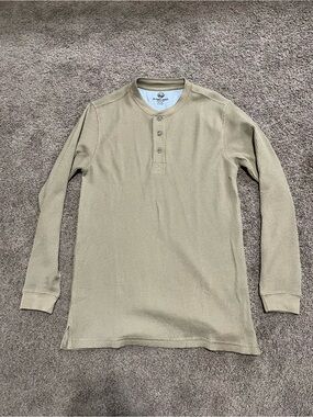 Alpine Design Men's Waffle Henley Crewneck Sweater - Khaki